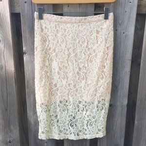 Forever 21 cream lace pencil skirt - size S